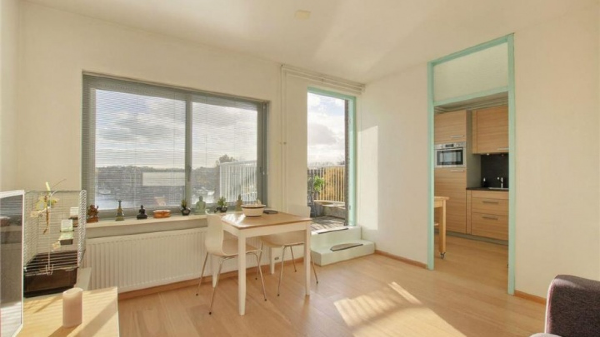 In dit piepkleine appartementje woont de boomlange Jeroen Pauw. Zie foto's 7