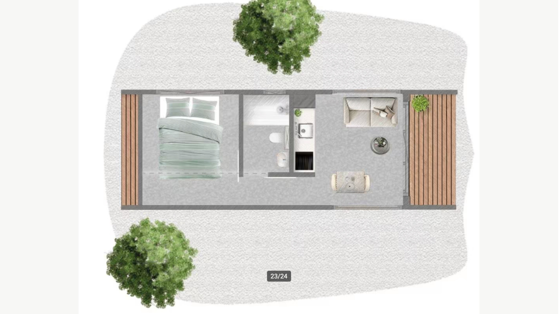 Maxime Meiland zet gedwongen haar Tiny House inclusief meubelen te koop. Zie foto's 17