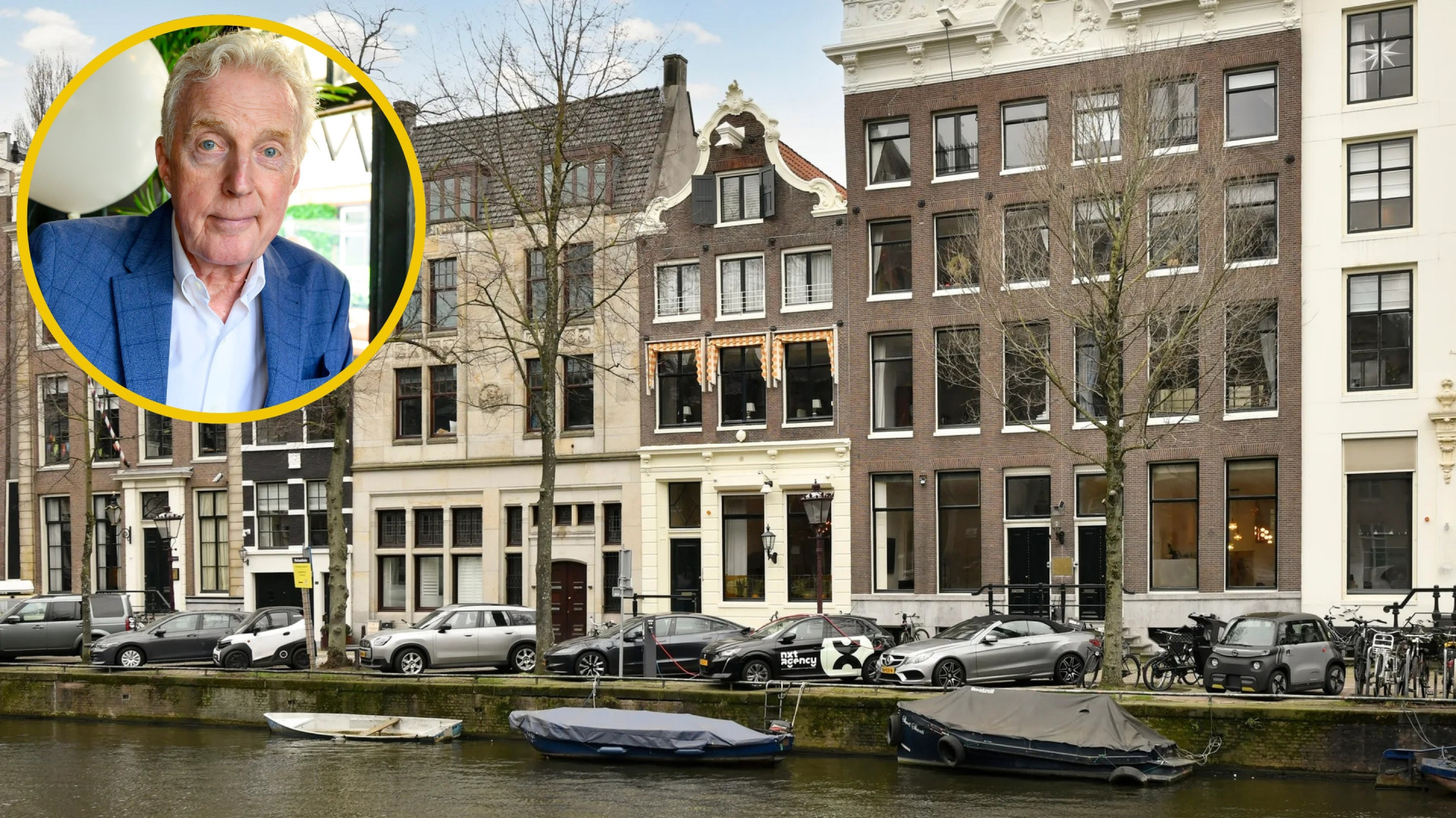 André van Duin zet zijn Amsterdamse grachtenpand te koop. Zie foto's