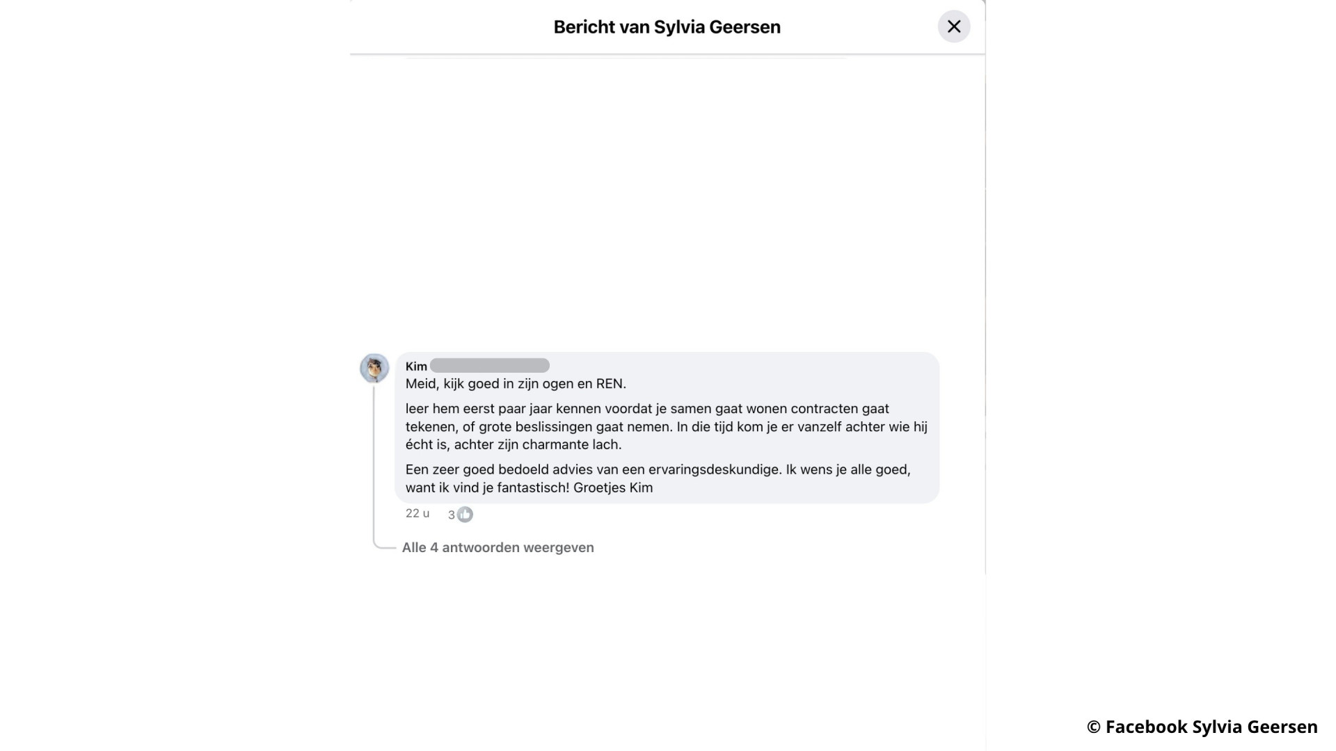 “Meid, REN!” Ex van verloofde Piet waarschuwt Sylvia Geersen 4